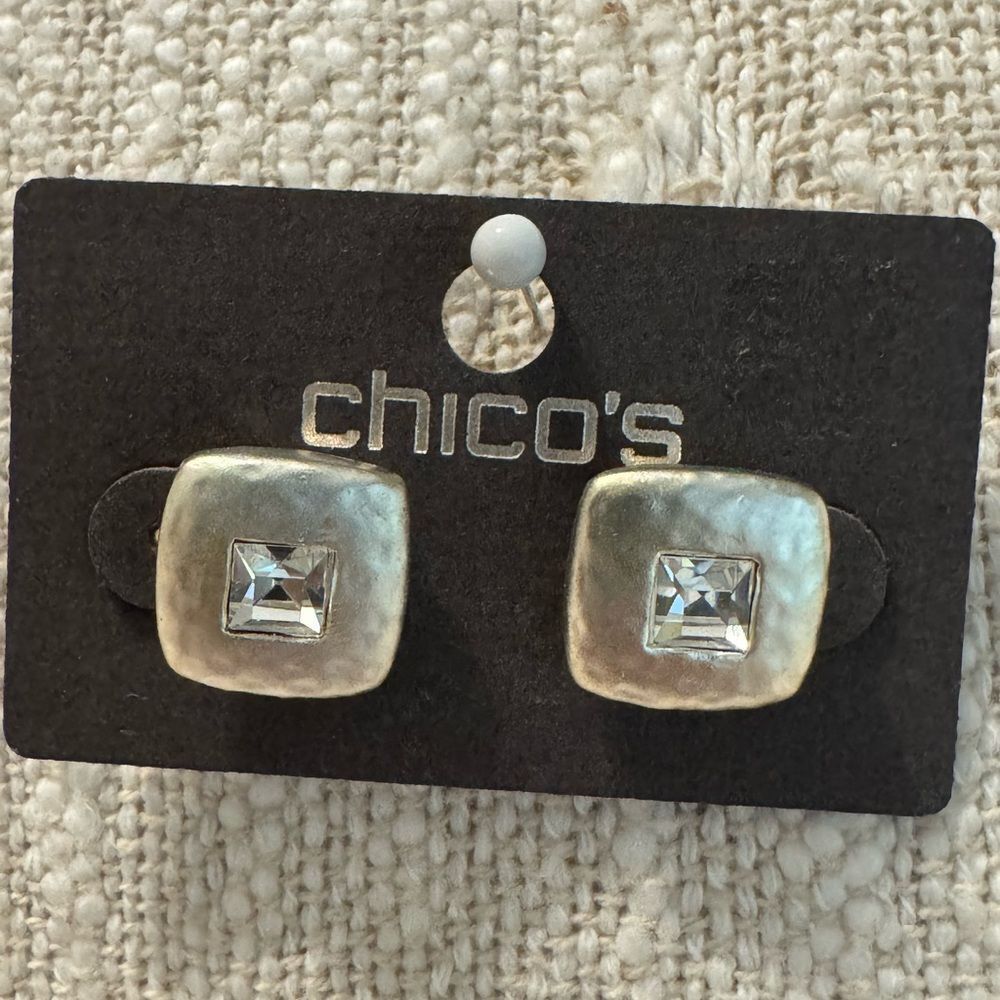 0254-Chico's Silver Square Earrings